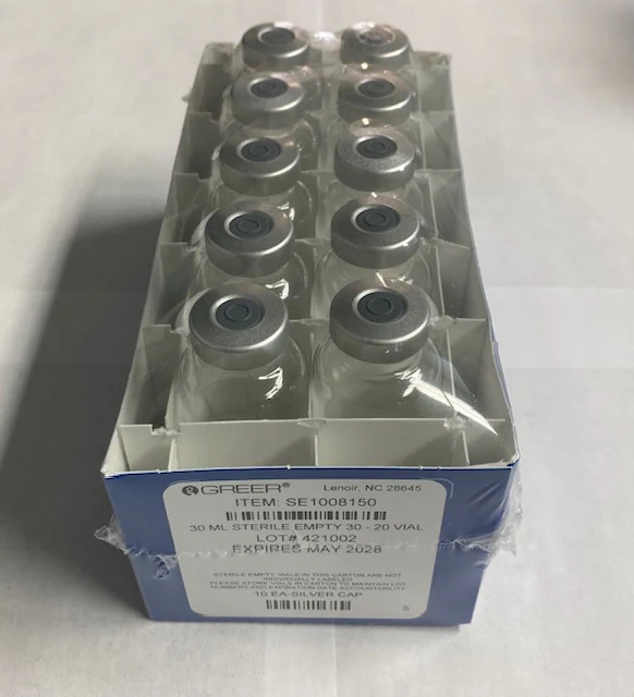 20mm Sterile, Empty, Clear, Glass Vials, Greer - Image 2